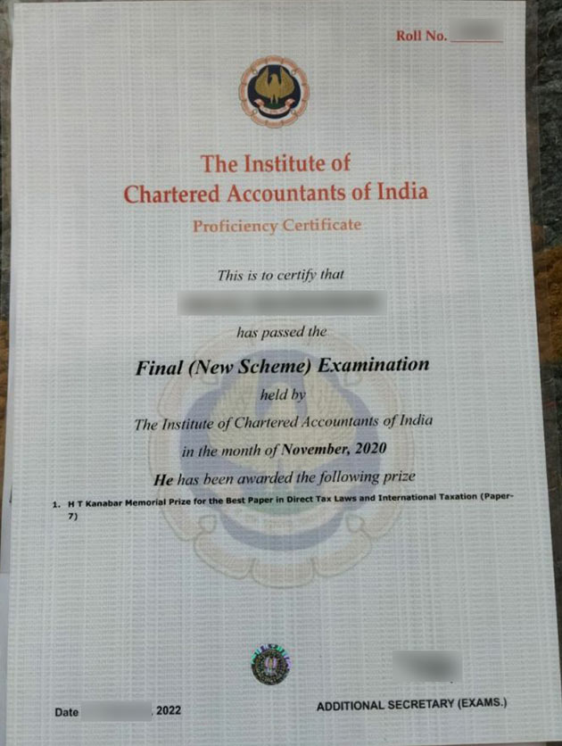 2020 ICAI Certificates