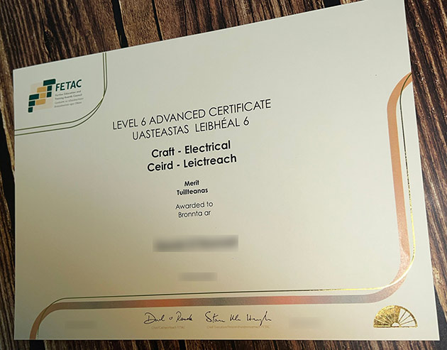 FETAC Level 6 certificates