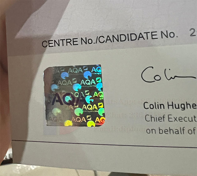 AQA GCSE Certificate Sample