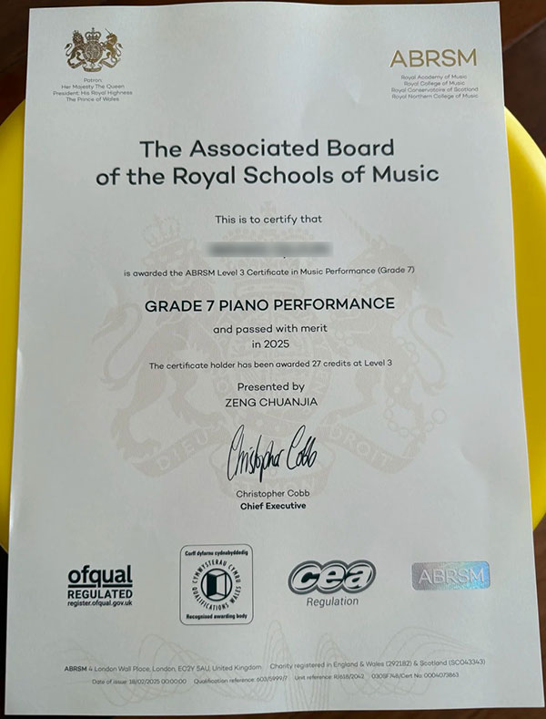 2025 ABRSM Certificates Samples