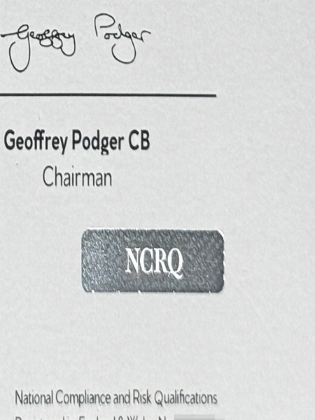 NCRQ Certificate Sample