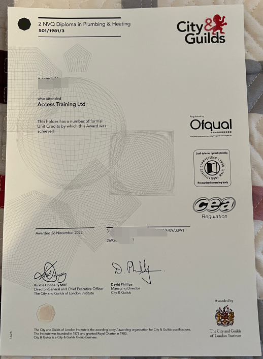 2022 City and Guilds Certificate Samples