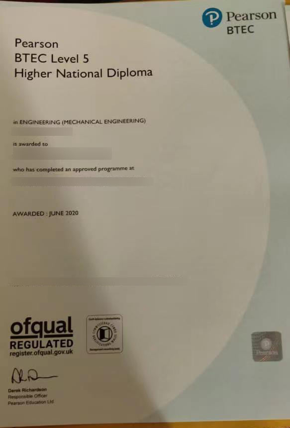 2022 Pearson BTEC Level 5 Certificate