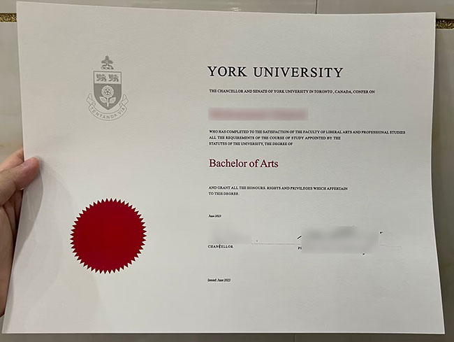 2023 edition sample of York University degree
