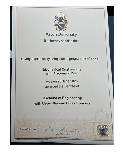 Order Aston University degree certificate online