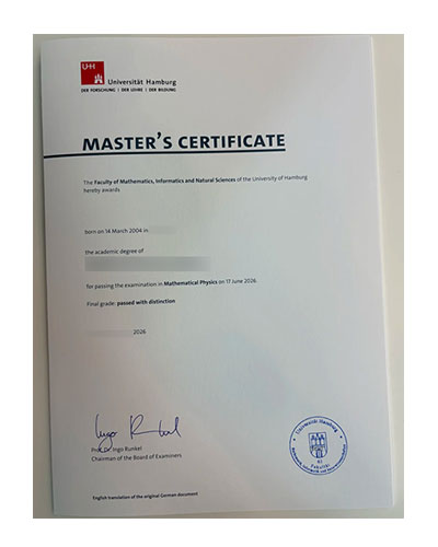 Order a sample of the Hamburg University diploma degree online